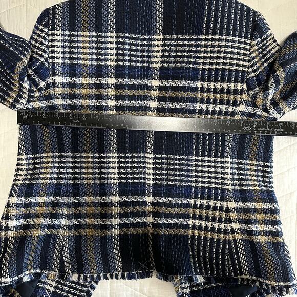 Ann Klein Factory Woven Blazer Jacket Lined Size 8 Navy Black White Tan - Picture 8 of 10